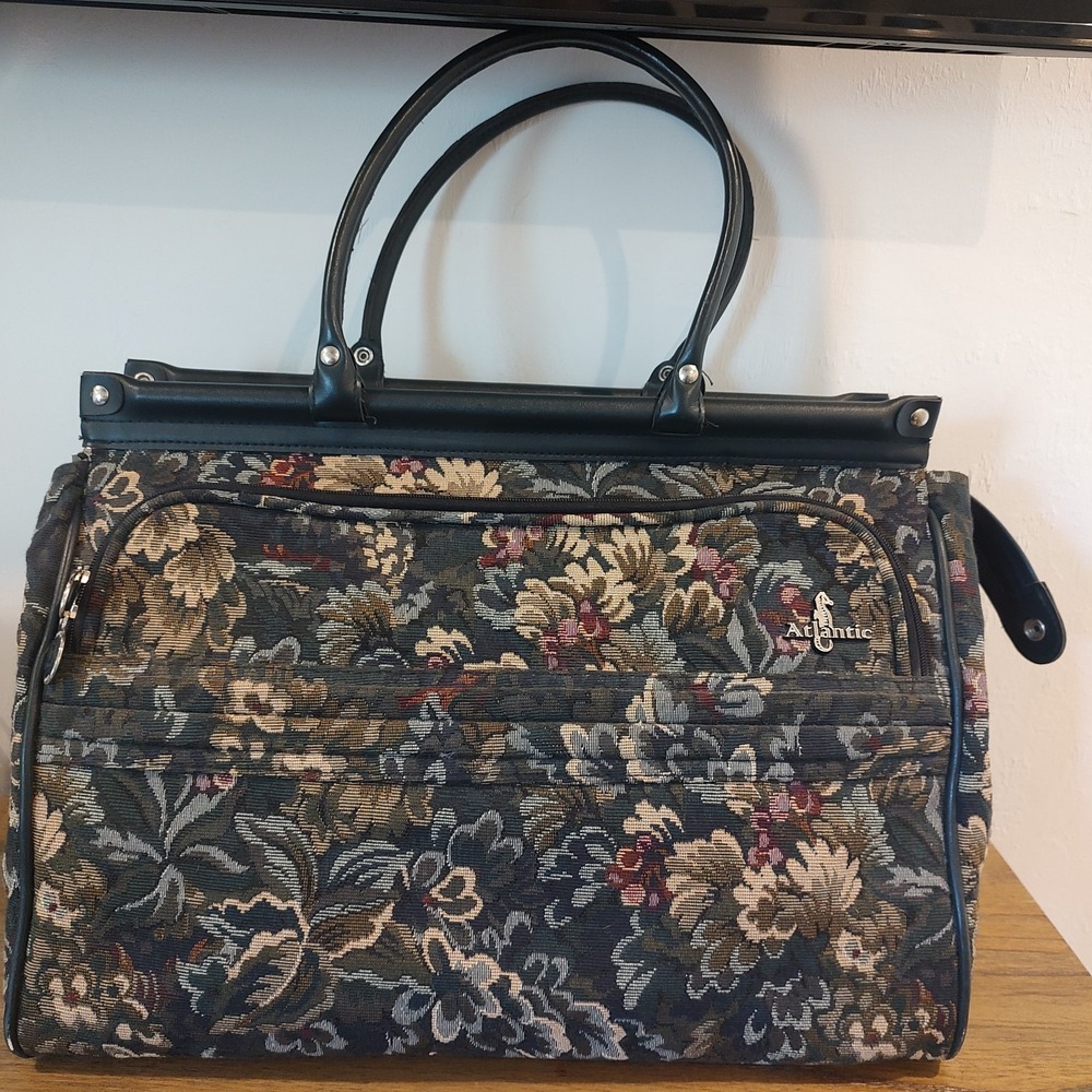 Atlantic Tapestry Carry On Luggage Bag Canvas Tapestry Floral Vintage Grandma Co